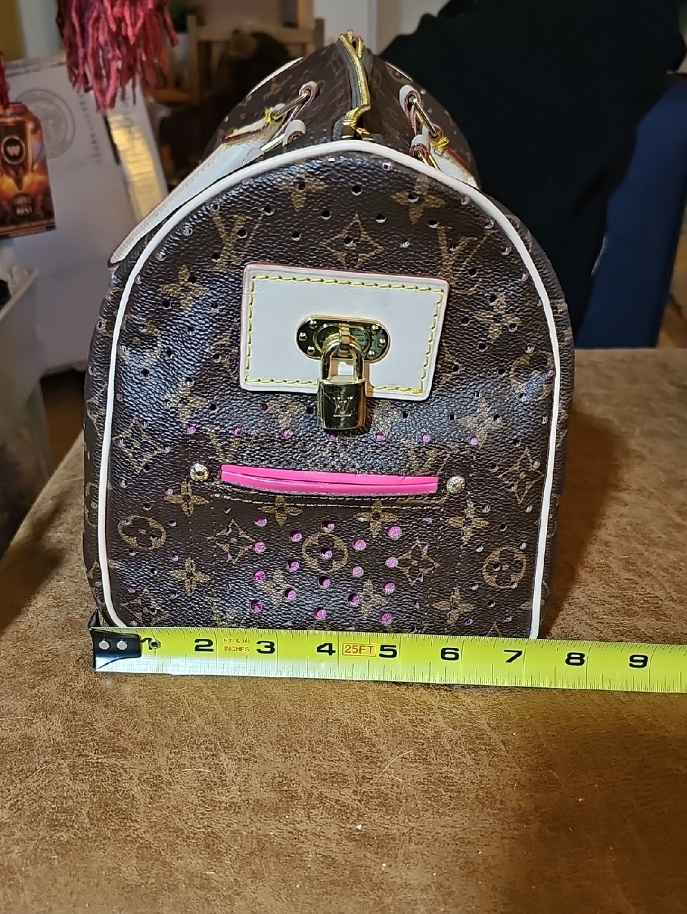 Louis Vuitton Monogram Speed Bag Brown with Pink and Gold Accents